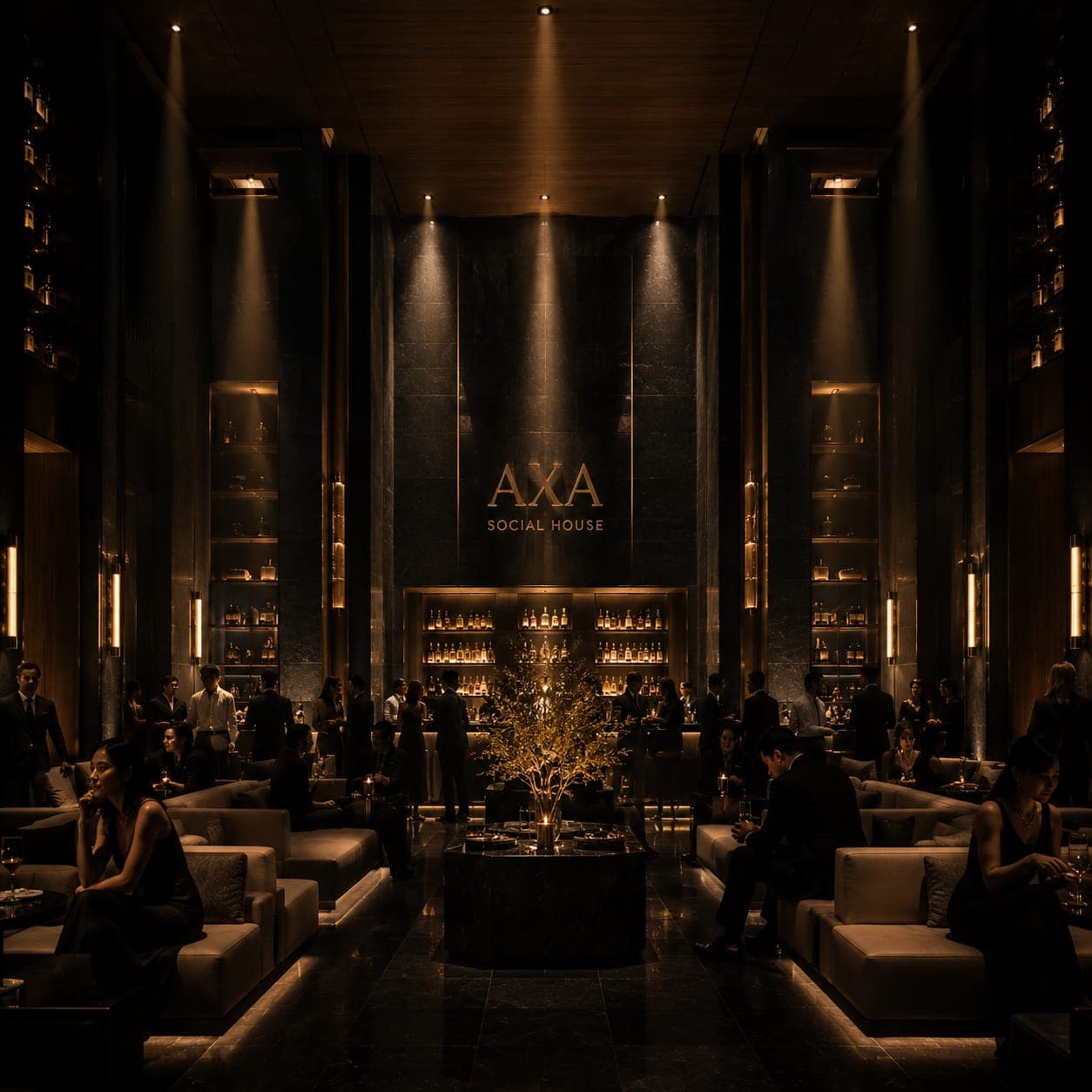 Bar counter premium dengan koleksi spirits pilihan